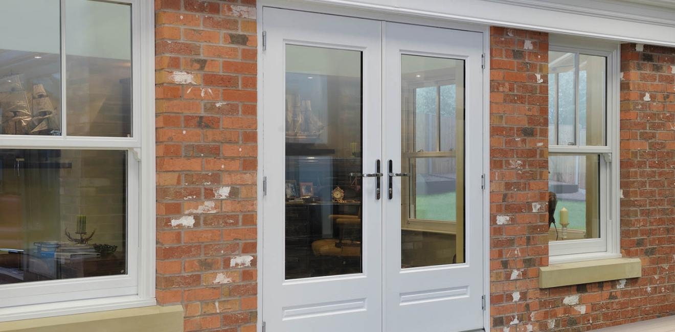 White Classic French Doors Clear Glass