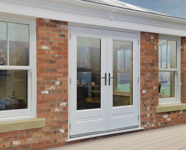White Classic French Doors Clear Glass