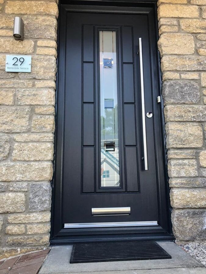 Black Vermont Grey Shades Rockdoor Composite Door