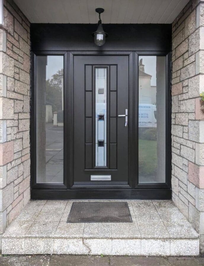 Black Vermont Grey Shades Rockdoor Composite Door
